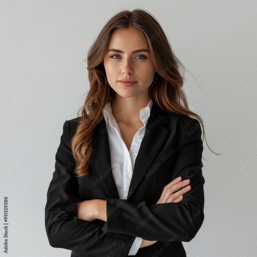 Business girl in formal attire with blank background for copy. Business girl in formal attire with blank background for copy.