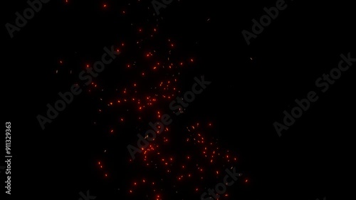 High-Quality Fire Particles Animation Clip with Black Background, Dynamic and Glowing Fire Particles.