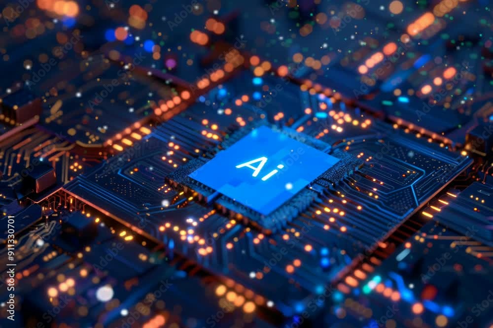 A computer chip with the letters AI on it A computer chip with the letters AI on it