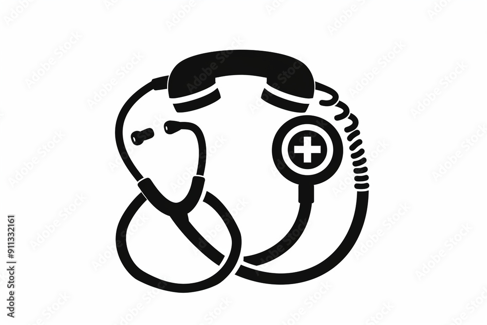 Call doctor glyph icon design vector. Medical telephone sign symbol. Editable stroke. Black glyph vector icon. Call doctor glyph icon design vector. Medical telephone sign symbol. Editable stroke. Black glyph vector icon.