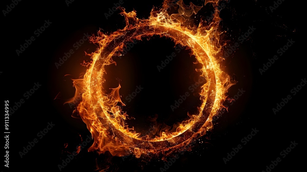Fototapeta premium Fiery Inferno Circle - Intense Flames Swirling in Dramatic Abstract Blaze