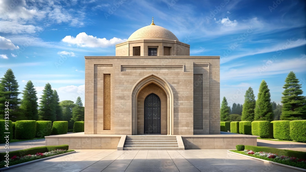 Fototapeta premium The Enduring Majesty of Kozy Korpesh and Bayan Sulu Mausoleum: A Monument of Time and Stone Generative AI