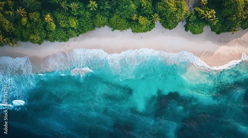 Ariel photography or beautiful beach and ocean