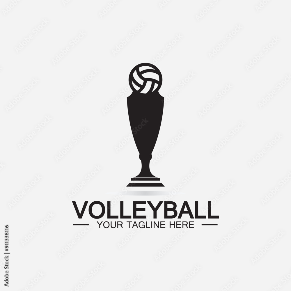 Winner Volleyball Championship Trophy Logo Design vector icon template. Volleyball trophy for winner award Winner Volleyball Championship Trophy Logo Design vector icon template. Volleyball trophy for winner award