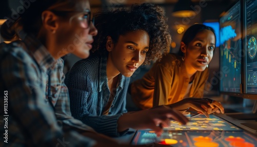 Stunning image of a diverse research team collaborating on a cuttingedge technology project in a modern office setting