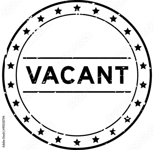 Grunge black vacant word round rubber seal stamp on white background