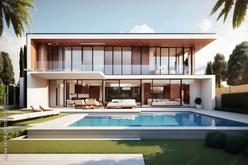 Fototapeta premium 3d illustration of a newly built luxury home.