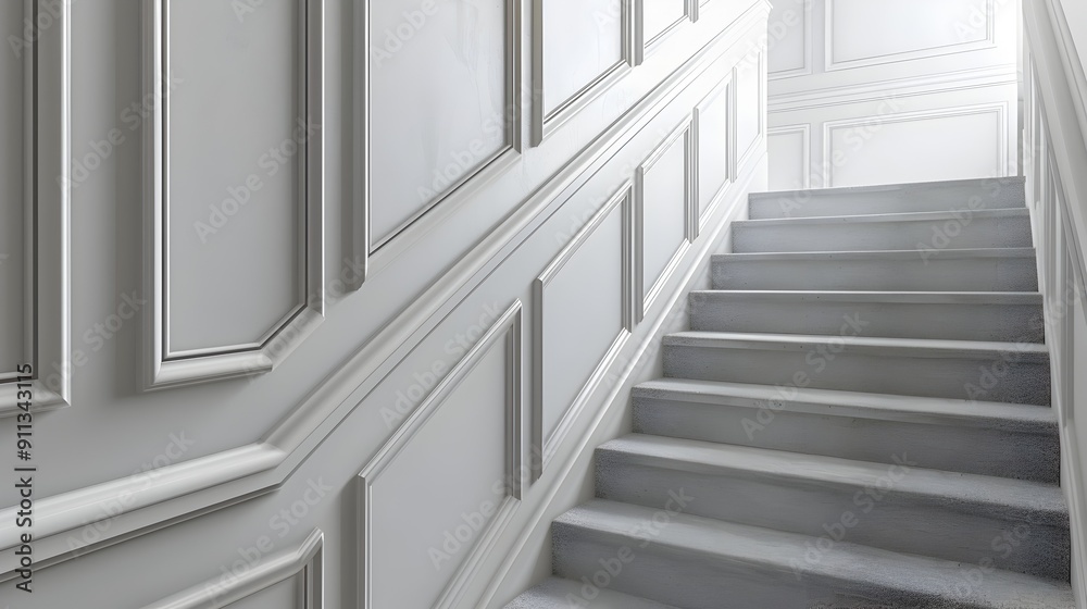 Fototapeta premium Elegant Monochrome Staircase in Modern Residential Interior