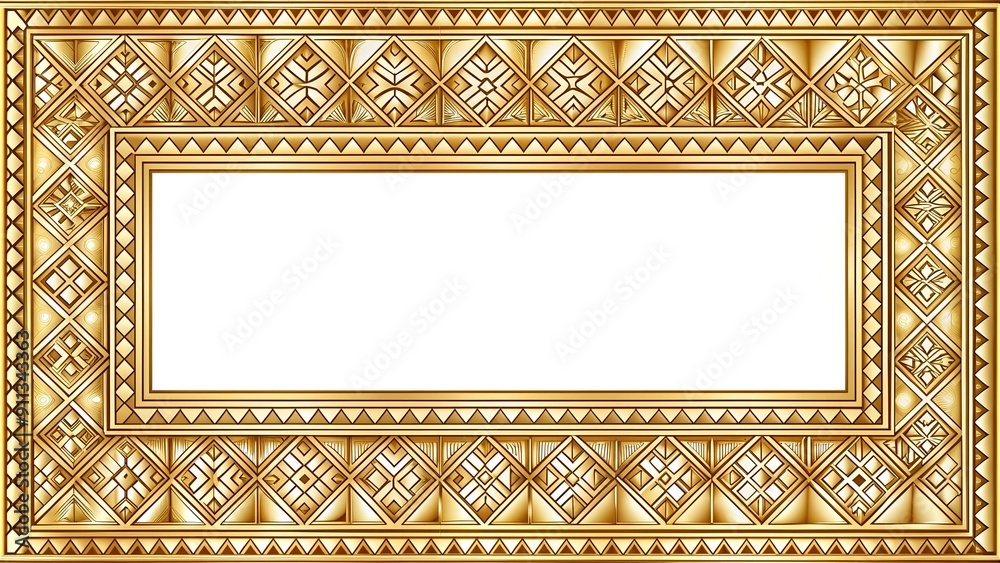 Golden Geometric Tapestry Border generative AI Golden Geometric Tapestry Border generative AI