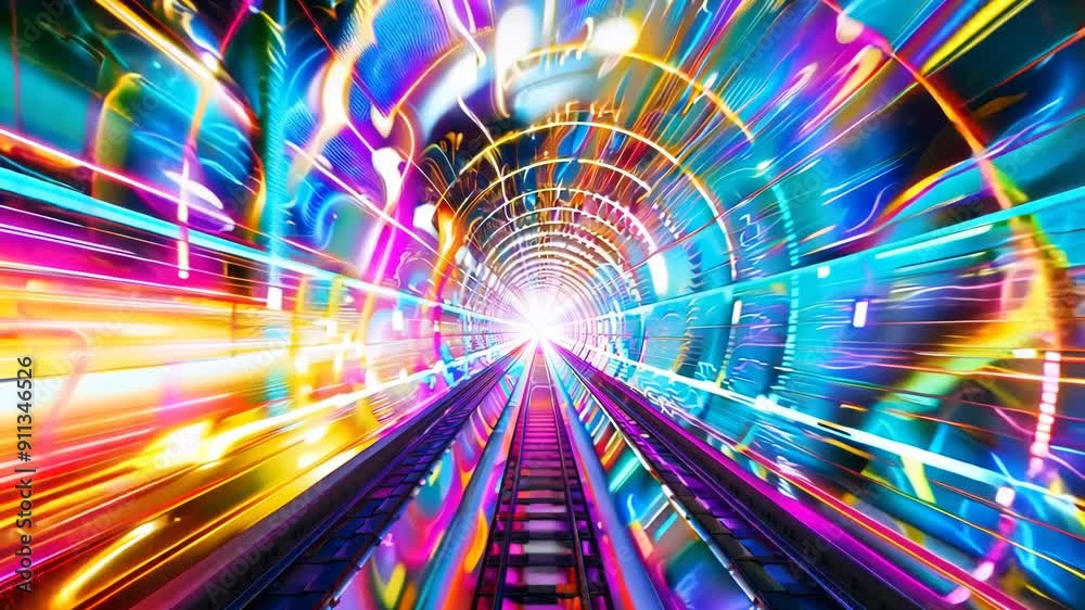 Vibrant Light Trails in Tunnel Vibrant Light Trails in Tunnel