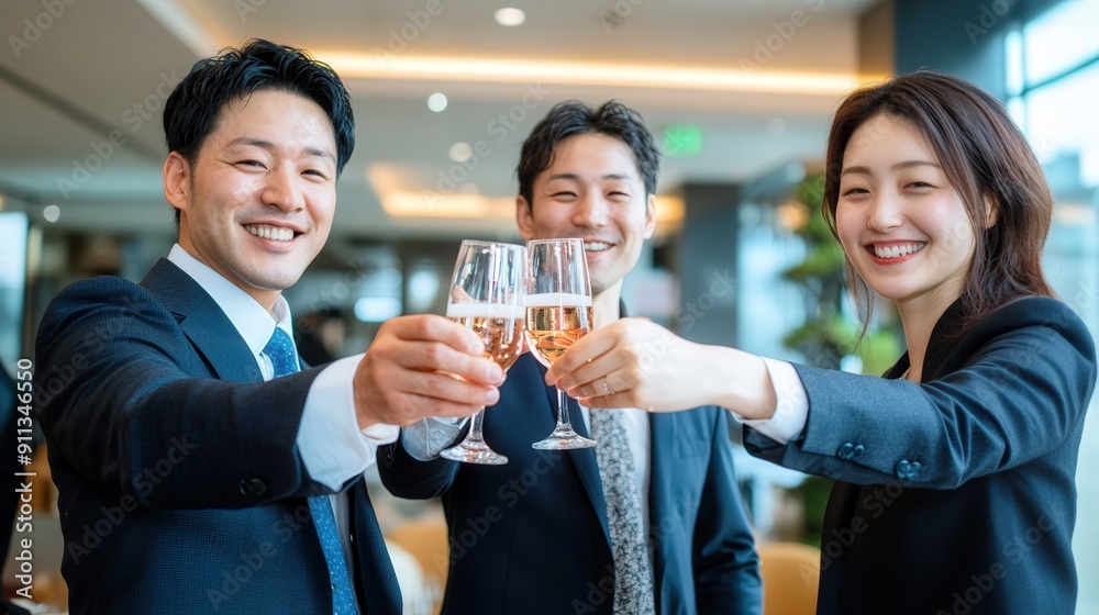 A group of people are smiling and holding wine glasses A group of people are smiling and holding wine glasses