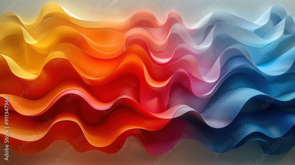 Vibrant abstract wave pattern in a spectrum of warm and cool colors, blending seamlessly to create a visually striking artistic piece. Vibrant abstract wave pattern in a spectrum of warm and cool colors, blending seamlessly to create a visually striking artistic piece.