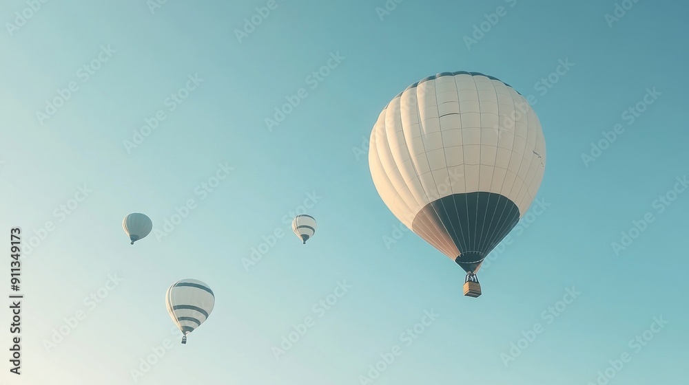 Obraz premium several hot air balloons floating in the clear blue sky