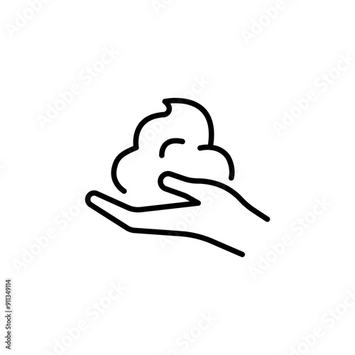 Foam in hand, linear icon. Line with editable stroke