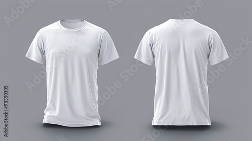 Maqueta de una camiseta de hombre de color blanco. Vista frontal y posterior. 