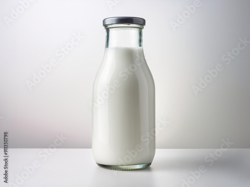 Realistic Glass Bottle of Fresh Milk for World Food Day