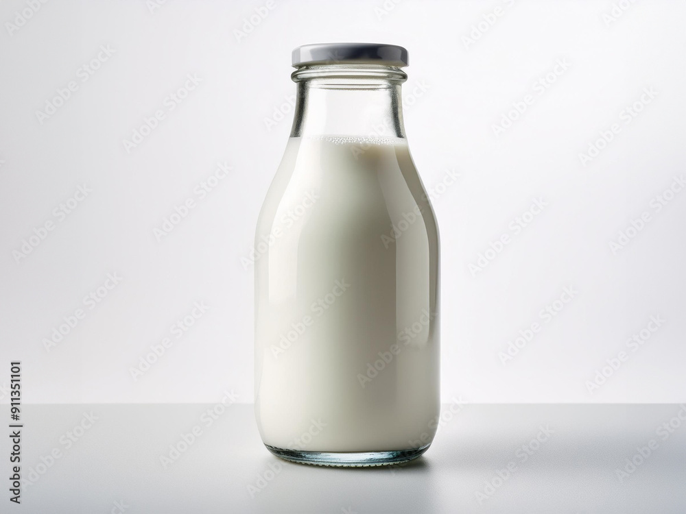 Realistic Glass Bottle of Fresh Milk for World Food Day Realistic Glass Bottle of Fresh Milk for World Food Day