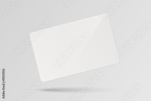 Vector White Gift Card, Certificate, Guest Room, Plastic Hotel Apartment Keycard, ID Card, Sale, Credit Card Design Template for Mockup, Branding. Top View
