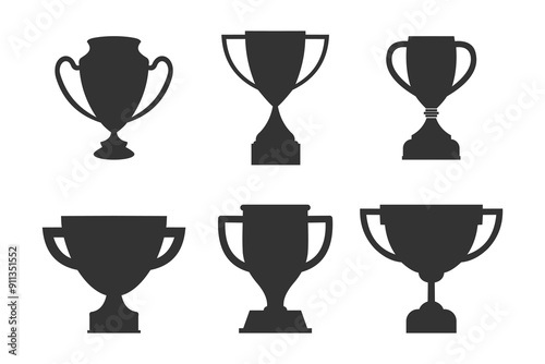 Illustration trophy vector logo icon set