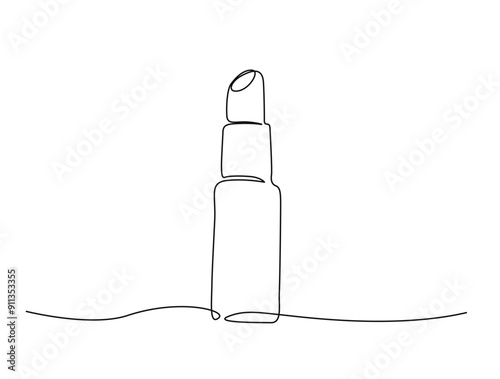 Continuous one line drawing of lipstick cosmetic. Lipstick single line vector illustration.