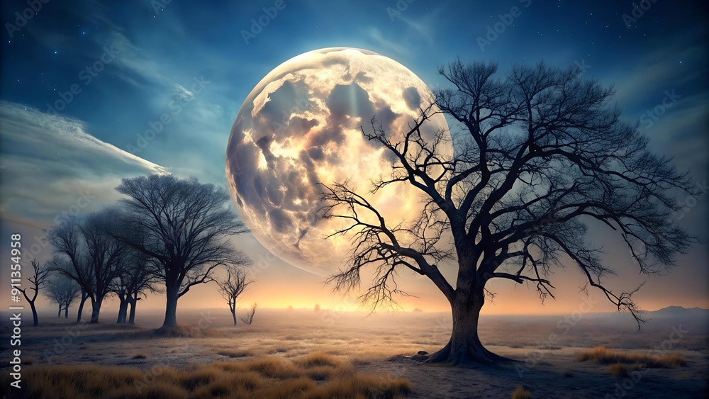 Lunar Embrace of Twisted Branches generative AI Lunar Embrace of Twisted Branches generative AI
