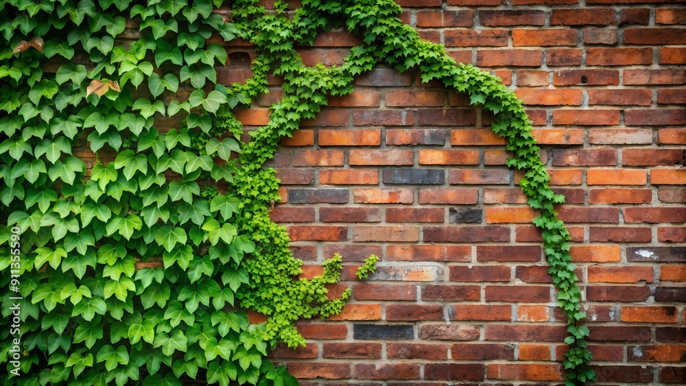 Weathered Brick Wall with Ivy Growth AI generated Weathered Brick Wall with Ivy Growth AI generated