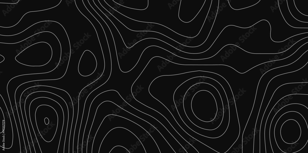 Abstract black background paper cut style with white wave curve line Luxury concept. Panorama view topography map contour background. Vector illustration. Line topography map contour background. Abstract black background paper cut style with white wave curve line Luxury concept. Panorama view topography map contour background. Vector illustration. Line topography map contour background.
