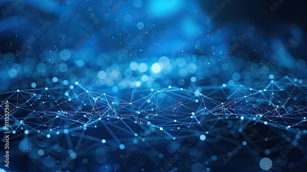 Blue abstract background with a network grid and particles connected Blue abstract background with a network grid and particles connected