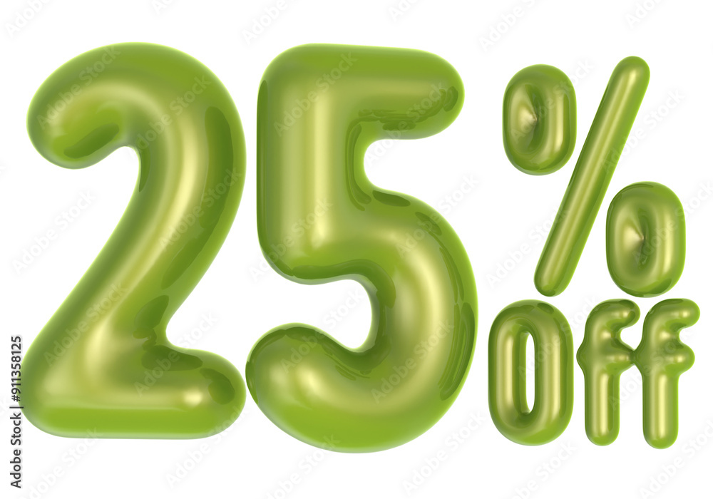 25 Percent Number Green Color 3d Render 25 Percent Number Green Color 3d Render