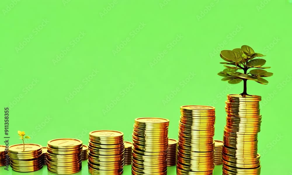 Golden Coins and a Growing Tree Represent Prosperity and Financial Growth Golden Coins and a Growing Tree Represent Prosperity and Financial Growth