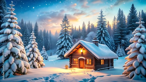 A Delightful Winter Landscape with a Kawaii Santa Claus  AI generated