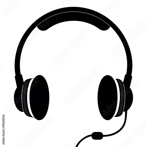 Ear Headphones Falt Style Vector