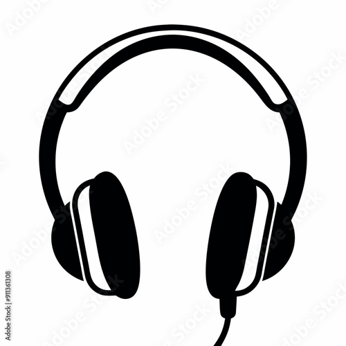 Ear Headphones Falt Style Vector