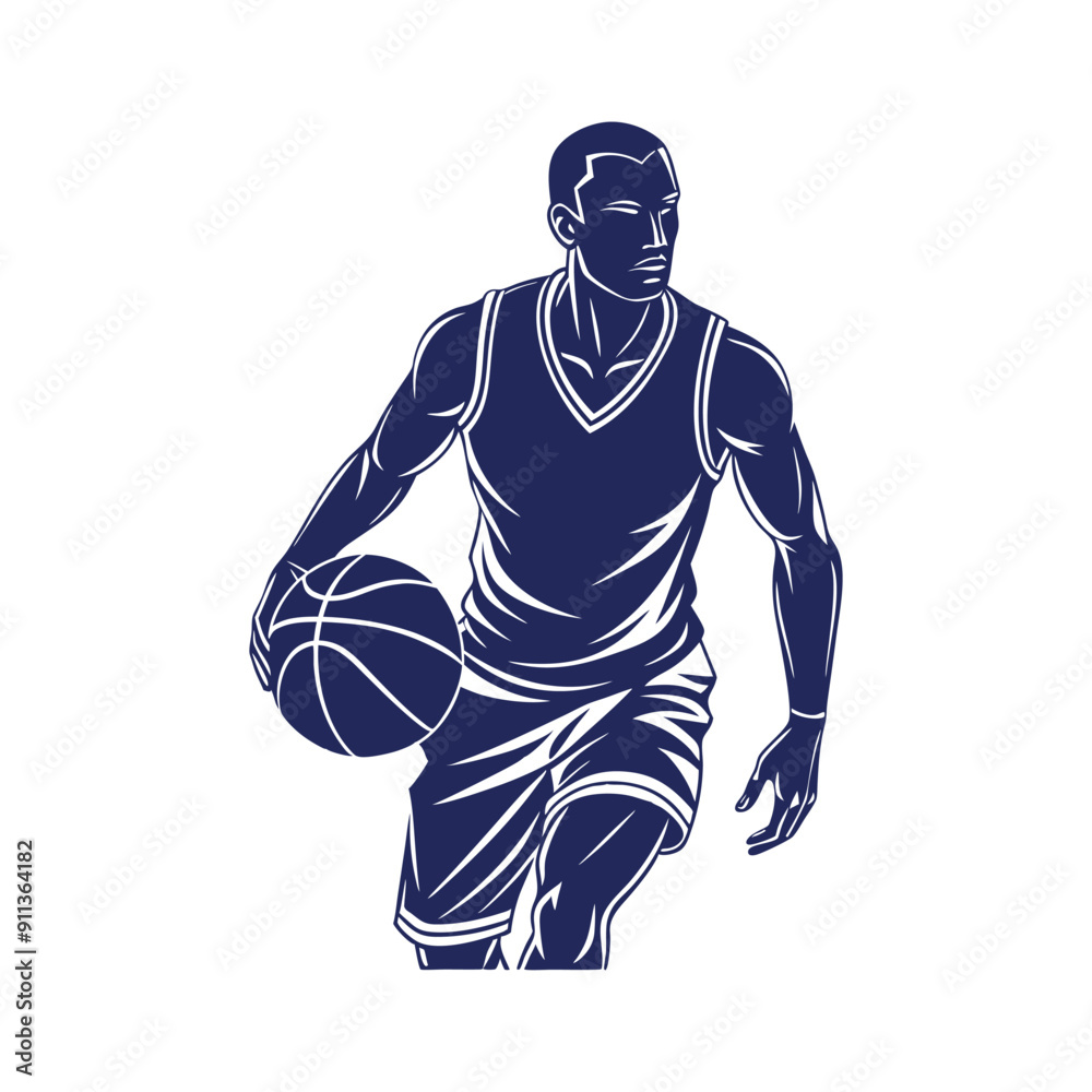 Fototapeta premium Basketball player silhouettes Clip art isolated vector illustration