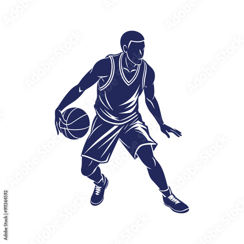 Basketball player silhouettes Clip art isolated vector illustration