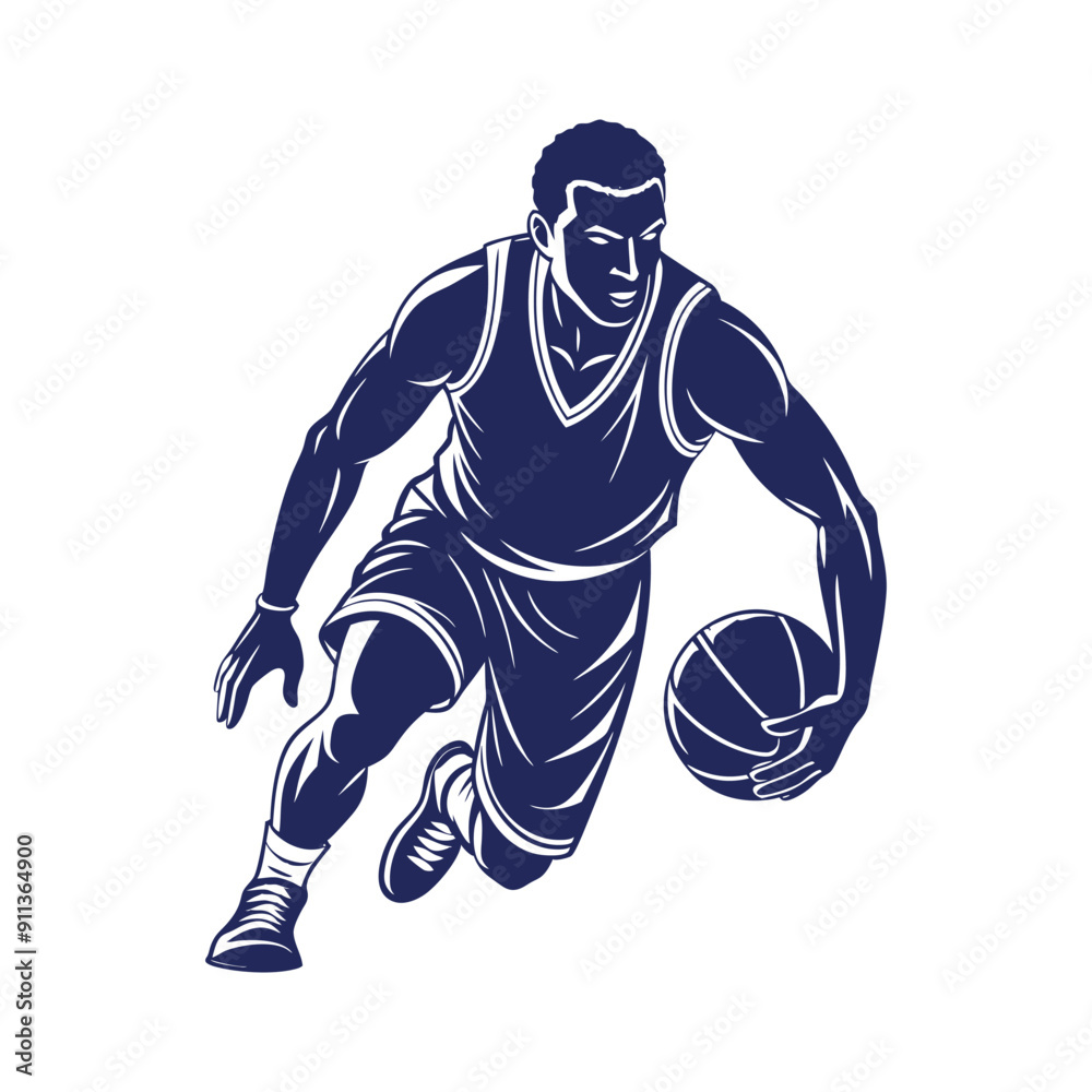 Fototapeta premium Basketball player silhouettes Clip art isolated vector illustration