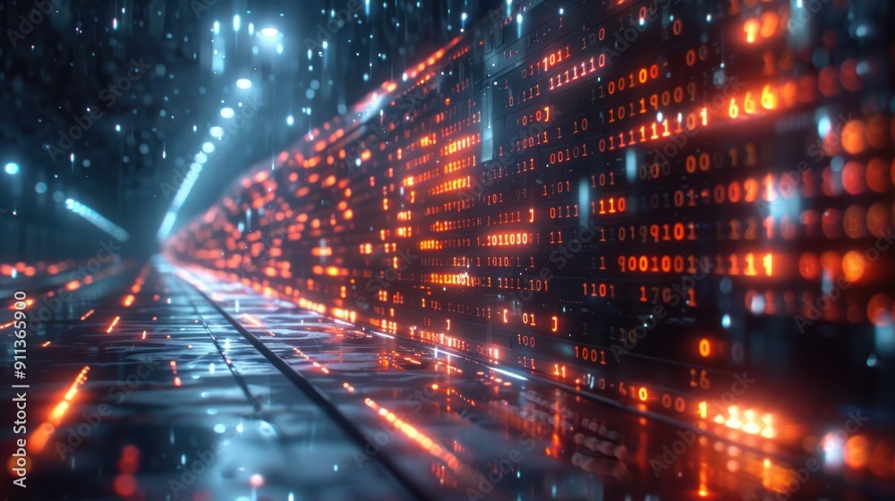 Abstract Digital Tunnel With Binary Code Abstract Digital Tunnel With Binary Code