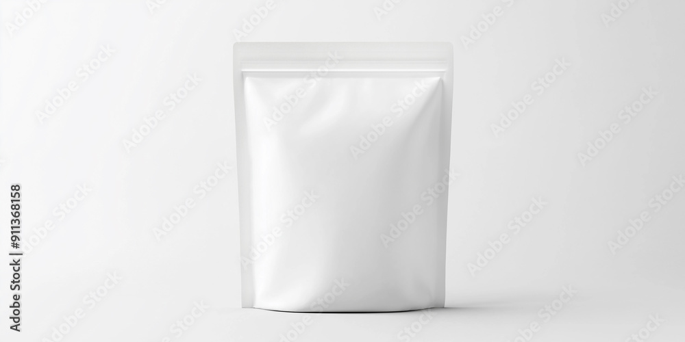 White blank foil food doy pack pouch packaging with zipper on a white background White blank foil food doy pack pouch packaging with zipper on a white background