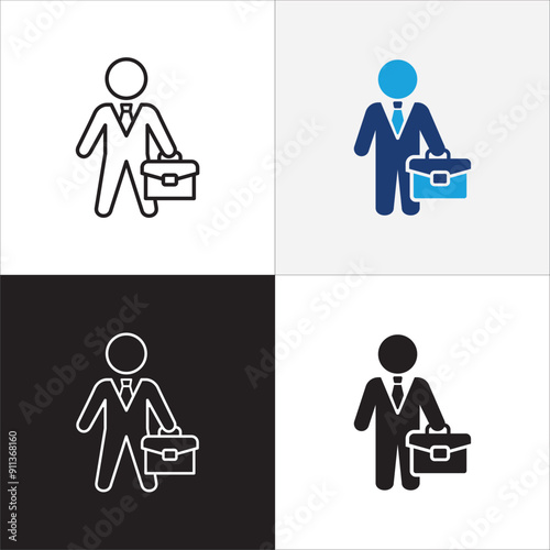 Businessman icon. Business woman icons. Professional company person or worker symbol. Anonymous profile, people and user account symbol. Vector stock icons illustration.