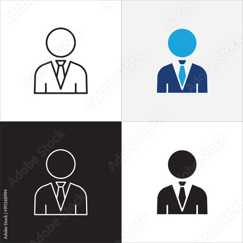 Businessman icon. Business woman icons. Professional company person or worker symbol. Anonymous profile, people and user account symbol. Vector stock icons illustration.