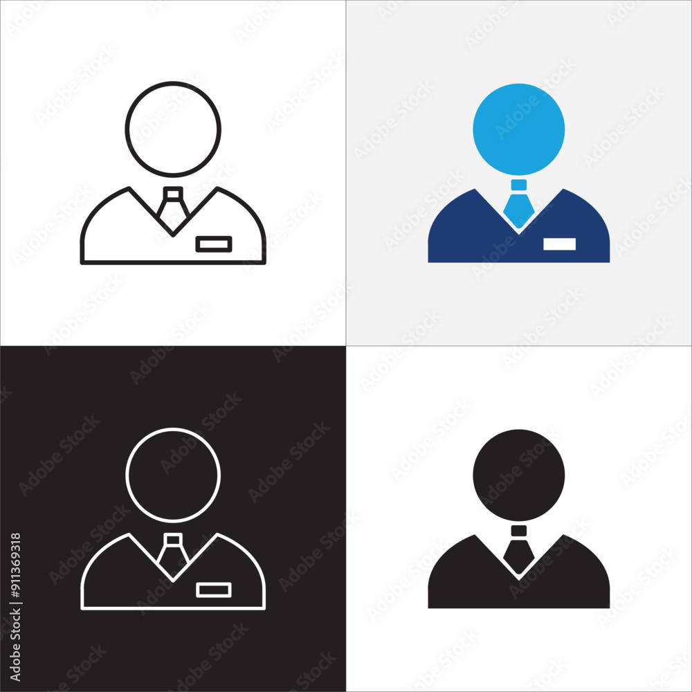 Businessman icon. Business woman icons. Professional company person or worker symbol. Anonymous profile, people and user account symbol. Vector stock icons illustration.