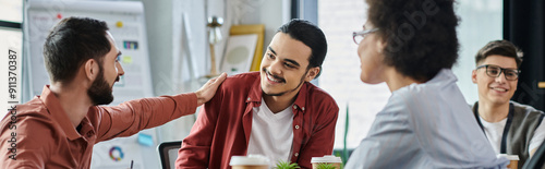 Tableau sur toile Team members share moments of camaraderie during challenging time