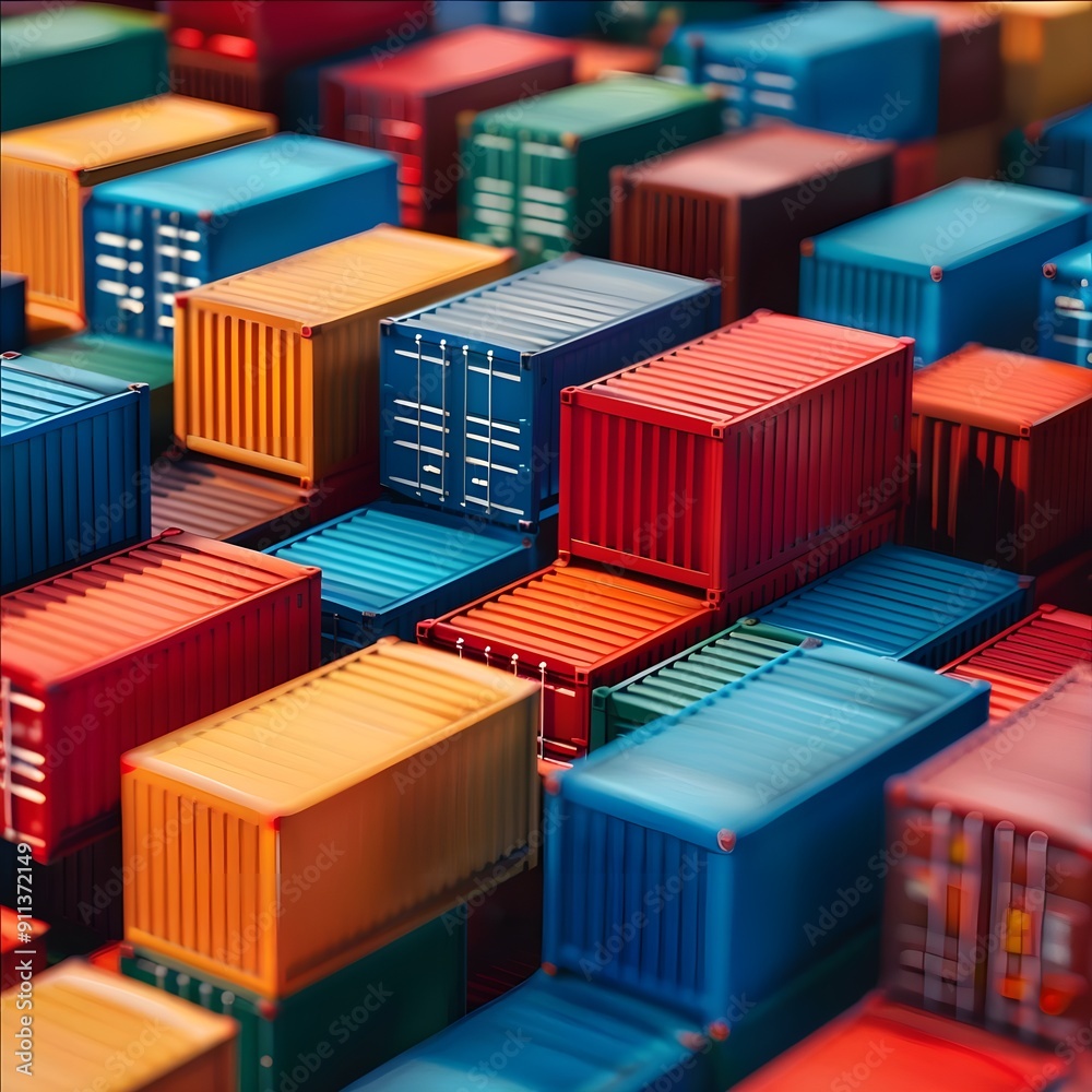 Close-up of stacked, colorful shipping containers, highlighting the details and textures of intermodal transport units.
Close-up of stacked, colorful shipping containers, highlighting the details and textures of intermodal transport units.