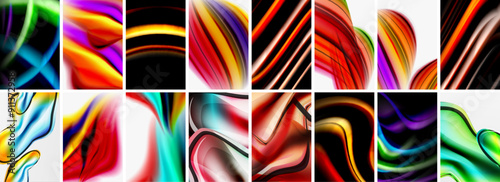 Collection of abstract background with waves, colorful shapes and 3d shadow effect. Vector Illustration For Wallpaper, Banner, Background, Card, Book Illustration, landing page