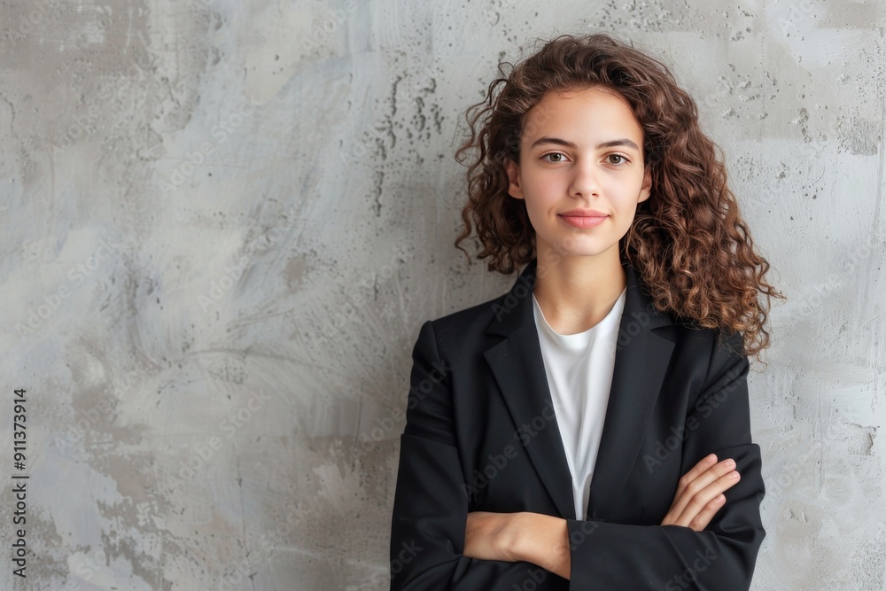 Businesswoman in office attire with clear copy space. Businesswoman in office attire with clear copy space.