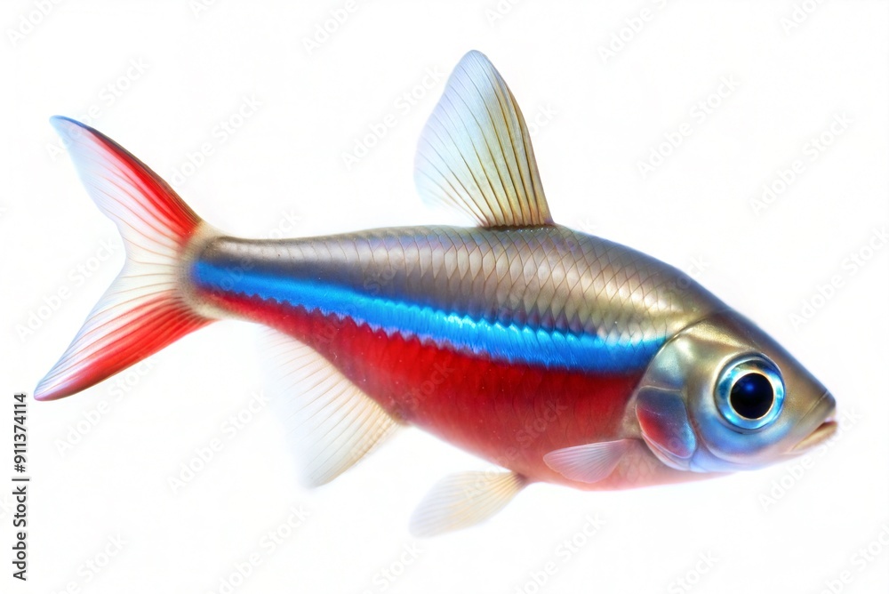 Aquarium Paracheirodon Fish on white background. Aquarium Paracheirodon Fish on white background.