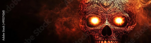 A striking skull with glowi...