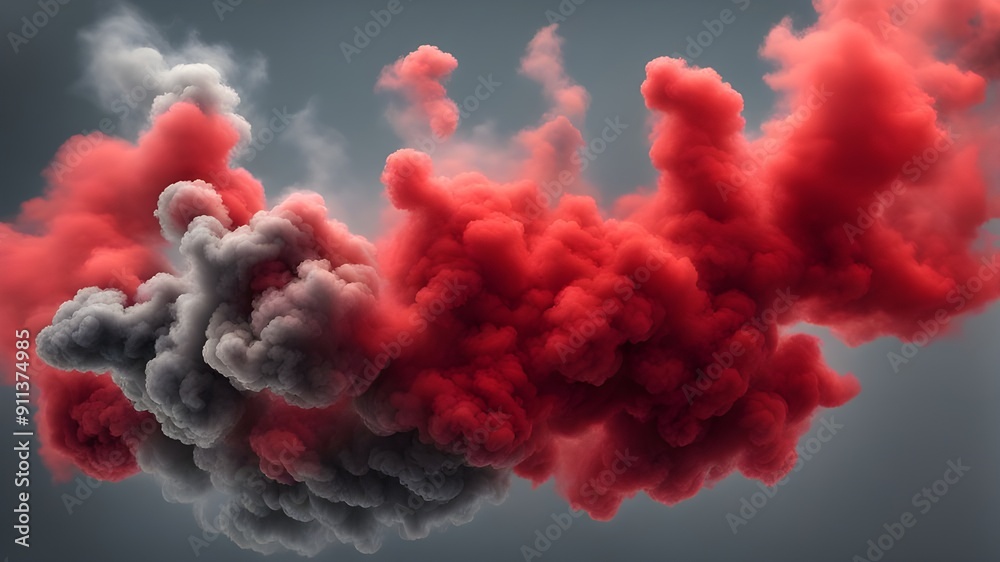 red and gray smoke or cloudy