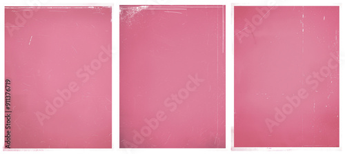 Three blank retro vintage paper texture poster with white borders. Grunge background overlay.