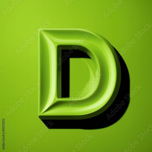 3D letter 'D' with a bold, glossy finish in a vibrant black solid background Generative by Ai